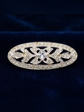 Vintage Signed Napier Rhinestone Brooch | Art Deco Style Openwork Pin